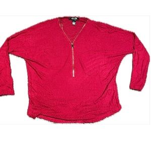 NEW urban heritage Red thermal loose blouse with zipper